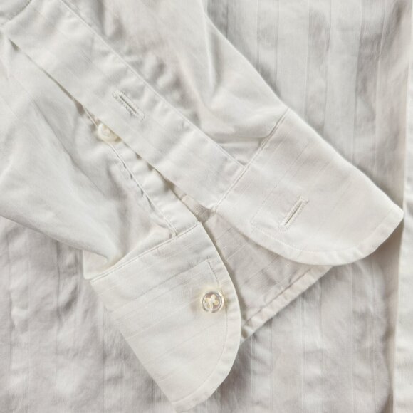 Lorenzini White Button Up Shirt Long Sleeve Hand Made Italy Cotton Bespoke 15.5 - Picture 4 of 16